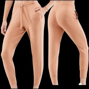 Fabletics Luxe Terry Drifts cape Tan Clay Peach Stretch‎ Joggers  Size M #554